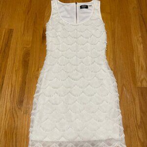 Guess fringe shift dress ivory sleeveless 2